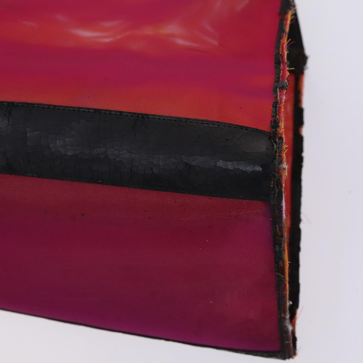 CHANEL Hand Bag Nylon Red CC Auth EC1000