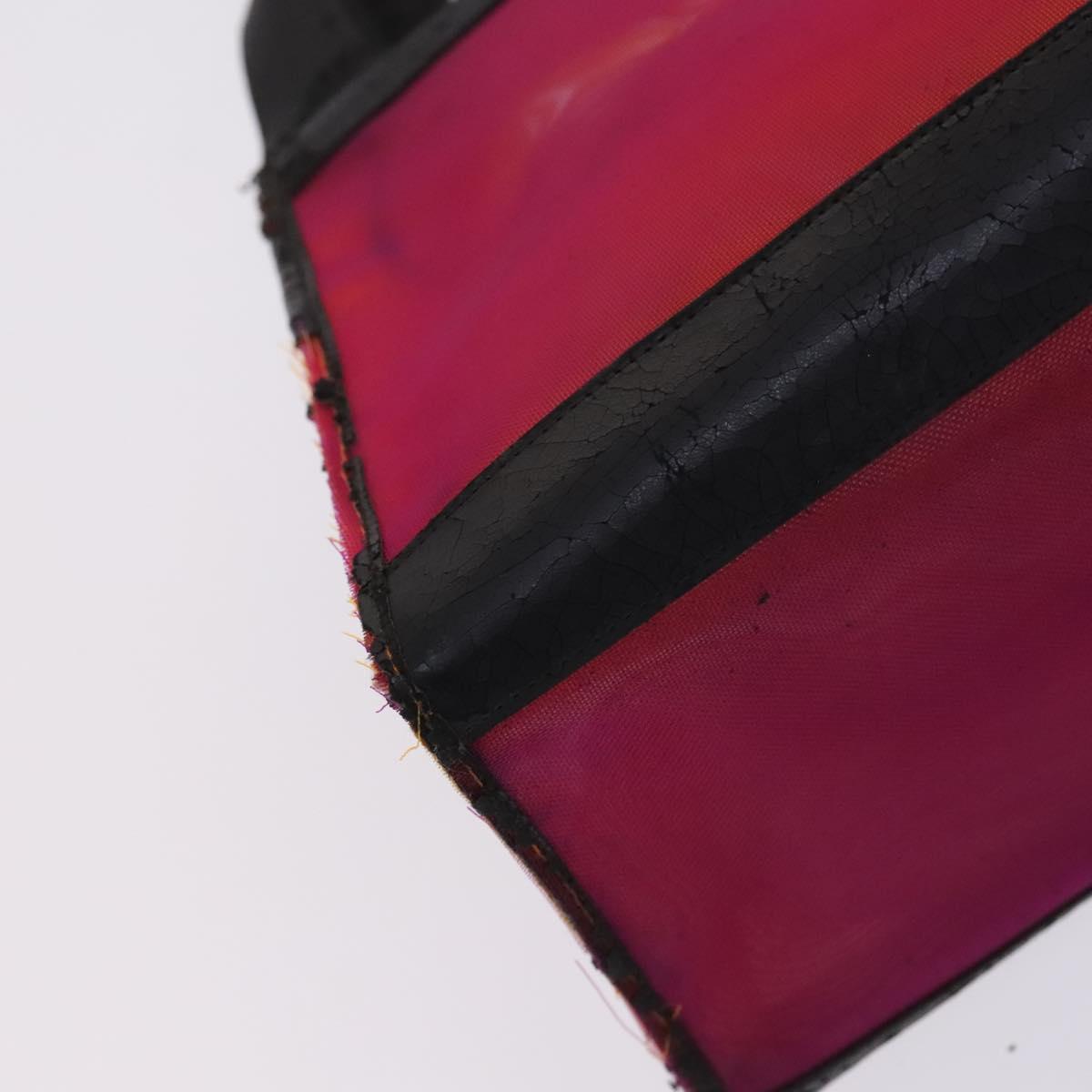 CHANEL Hand Bag Nylon Red CC Auth EC1000