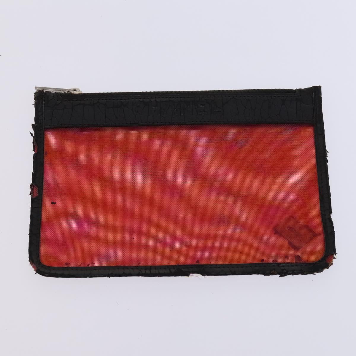 CHANEL Hand Bag Nylon Red CC Auth EC1000