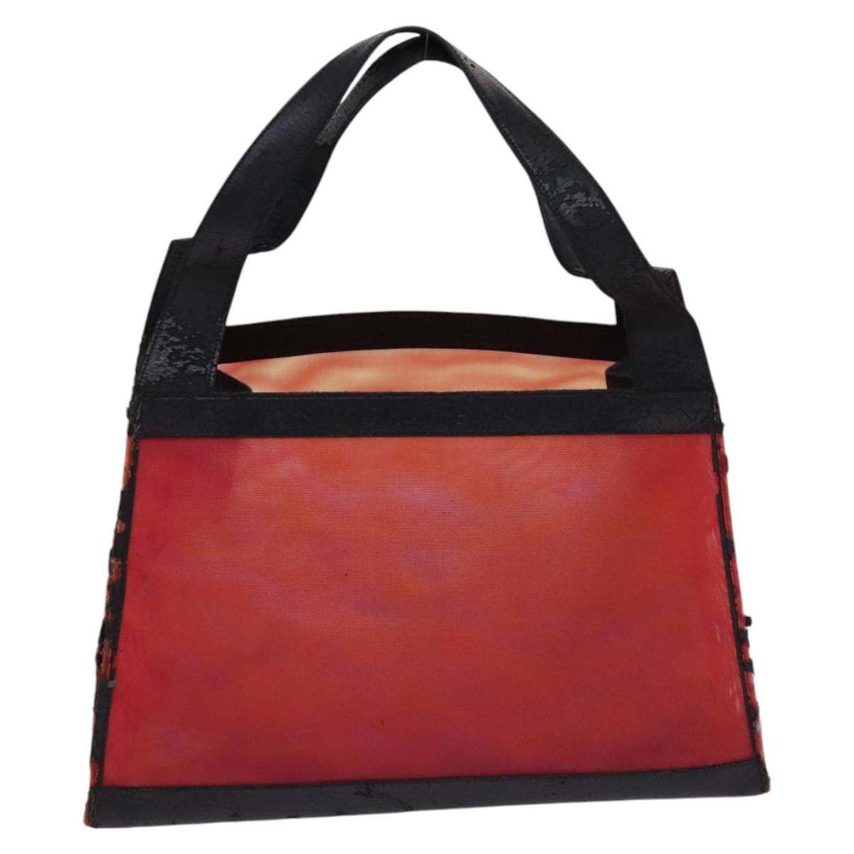 CHANEL Hand Bag Nylon Red CC Auth EC1000