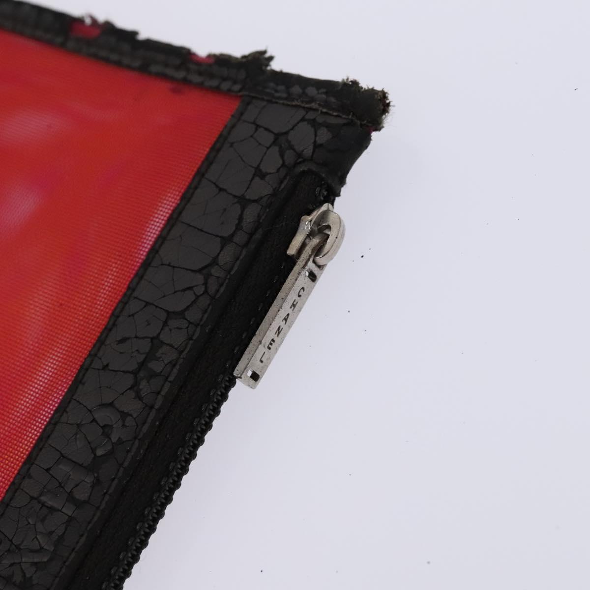 CHANEL Hand Bag Nylon Red CC Auth EC1000