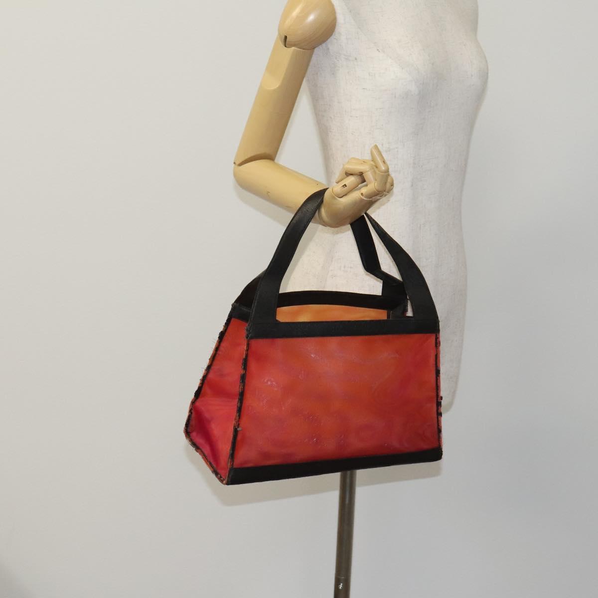 CHANEL Hand Bag Nylon Red CC Auth EC1000