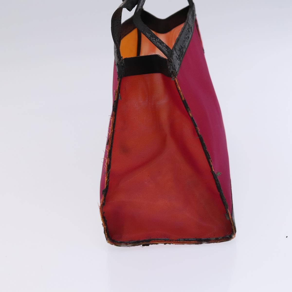 CHANEL Hand Bag Nylon Red CC Auth EC1000