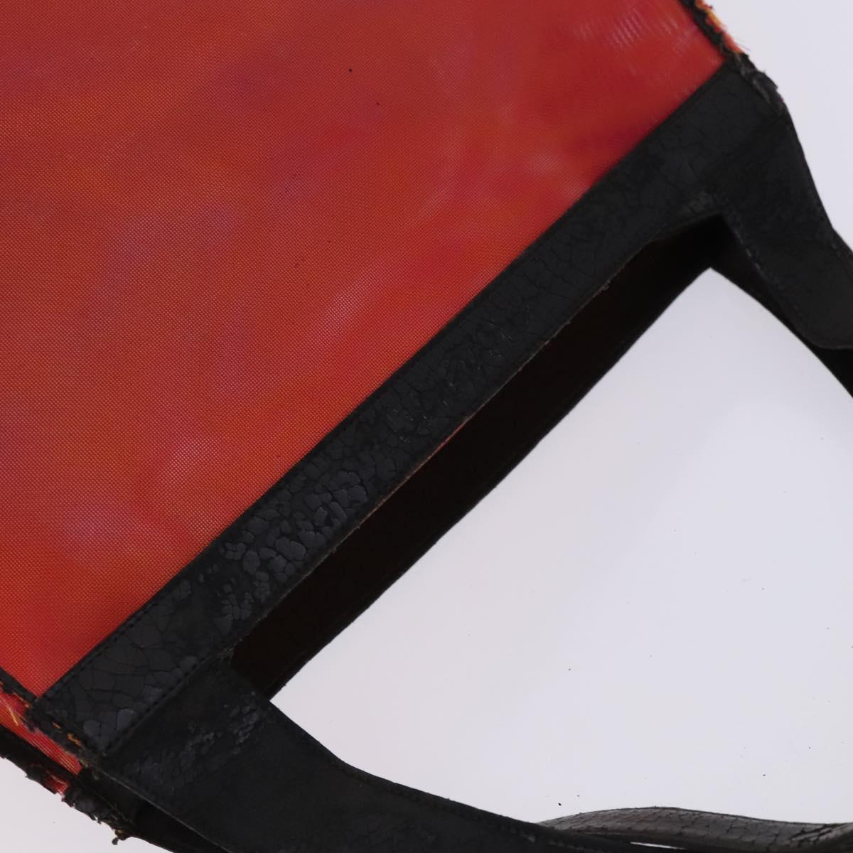 CHANEL Hand Bag Nylon Red CC Auth EC1000