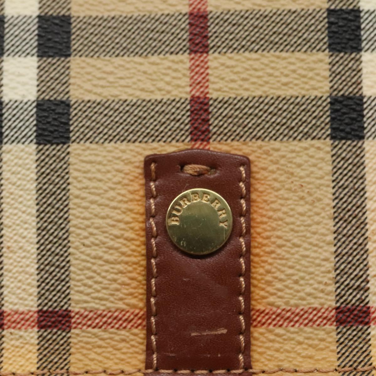 BURBERRY Nova Check Shoulder Bag PVC Leather Beige Auth EC1010