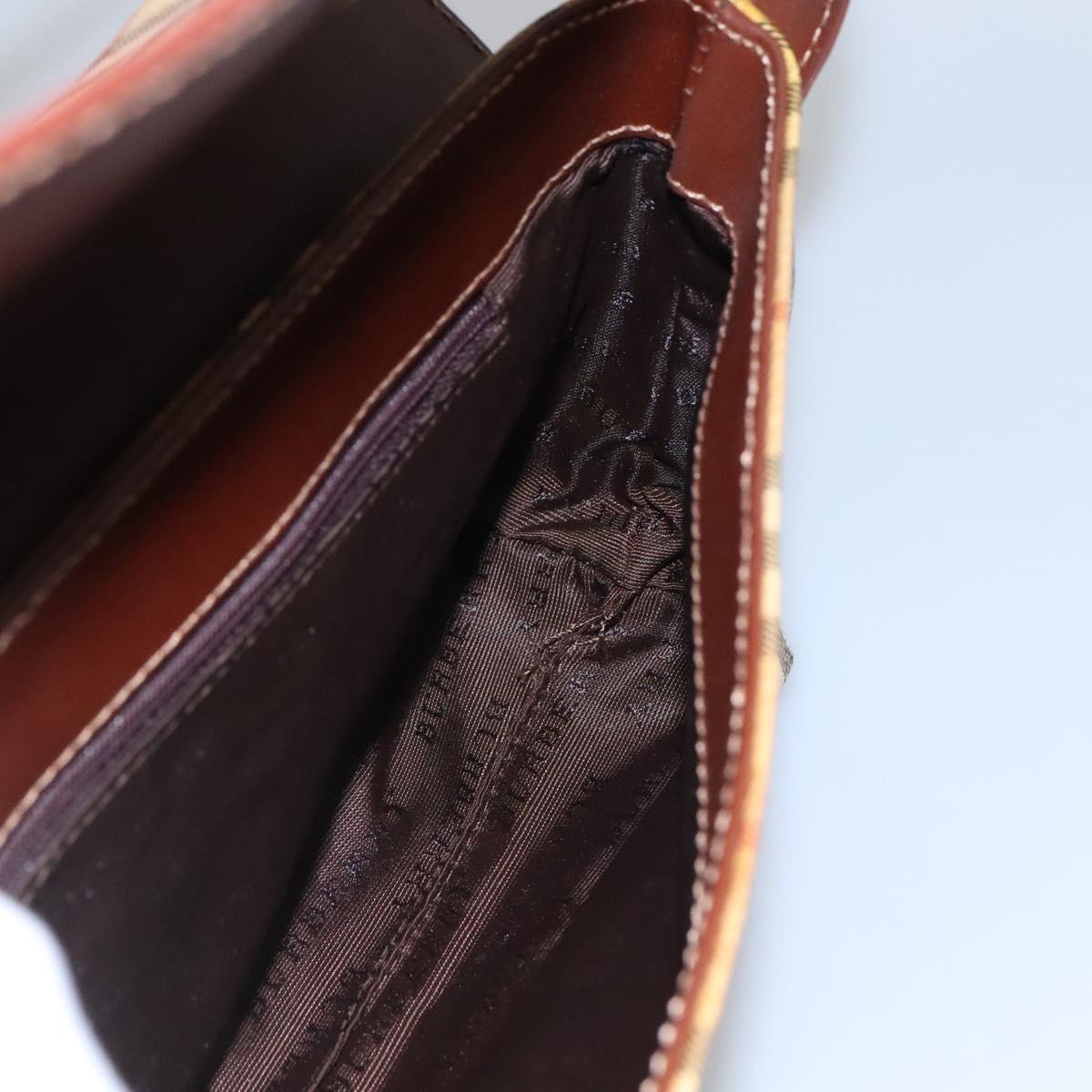 BURBERRY Nova Check Shoulder Bag PVC Leather Beige Auth EC1010