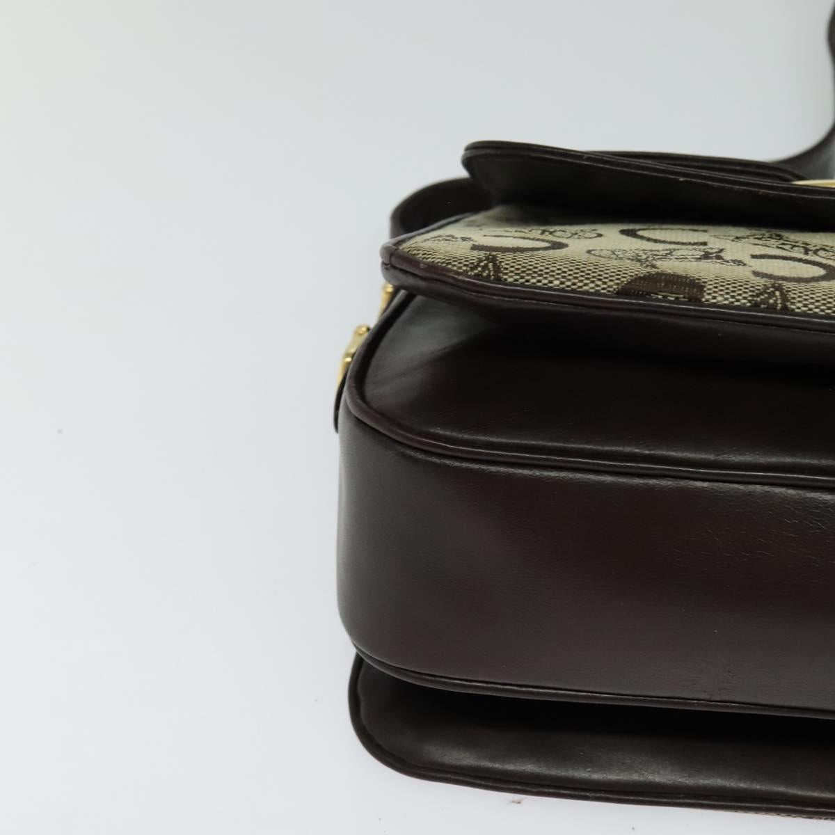 CELINE C Sulky Shoulder Bag Canvas Beige Auth EC1017