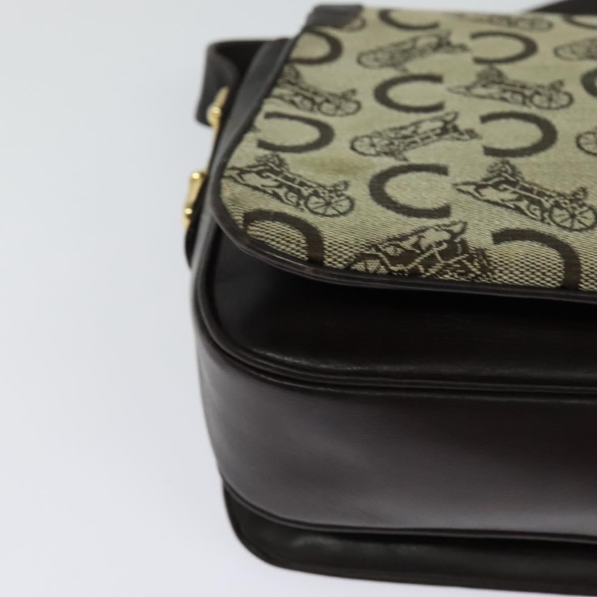 CELINE C Sulky Shoulder Bag Canvas Beige Auth EC1017