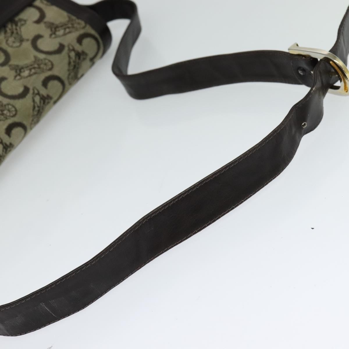 CELINE C Sulky Shoulder Bag Canvas Beige Auth EC1017