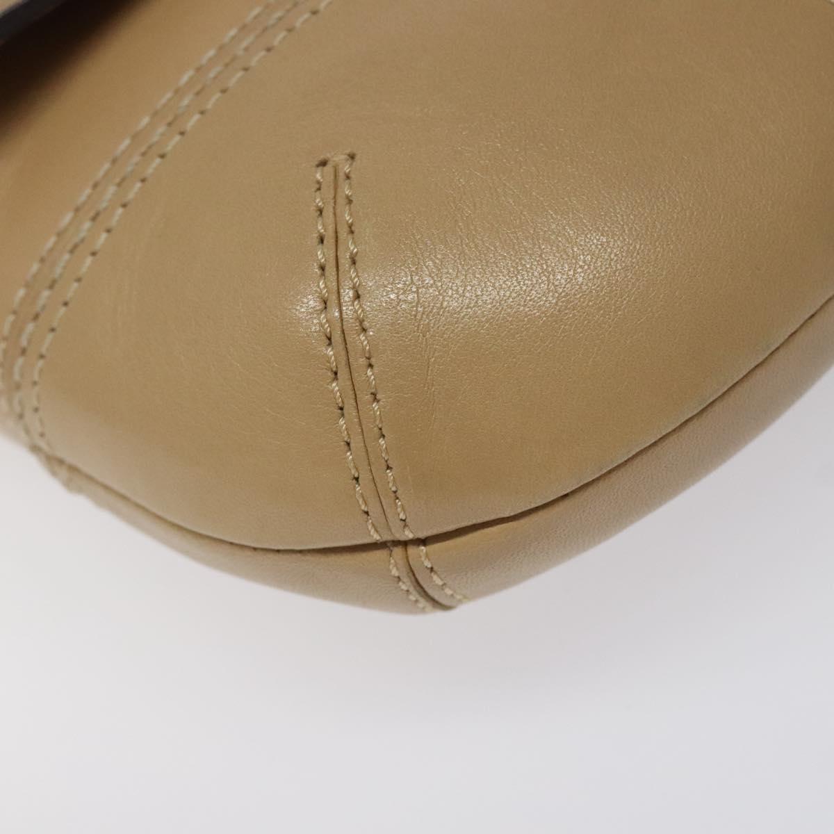 Coach Shoulder Bag Leather Beige Gold Auth EC1029