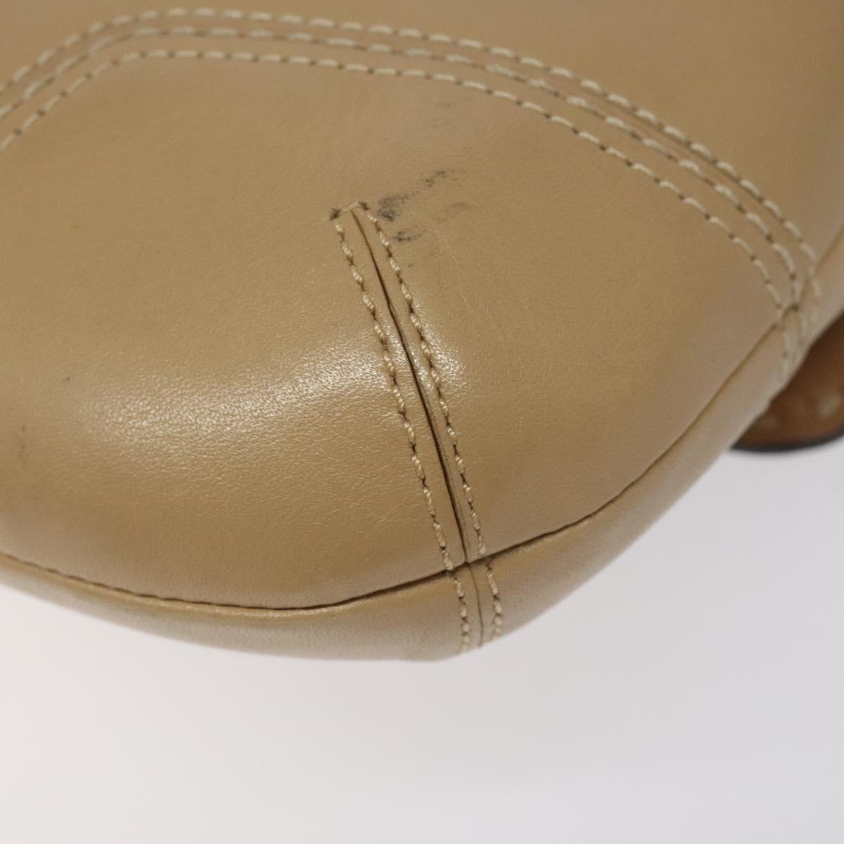 Coach Shoulder Bag Leather Beige Gold Auth EC1029