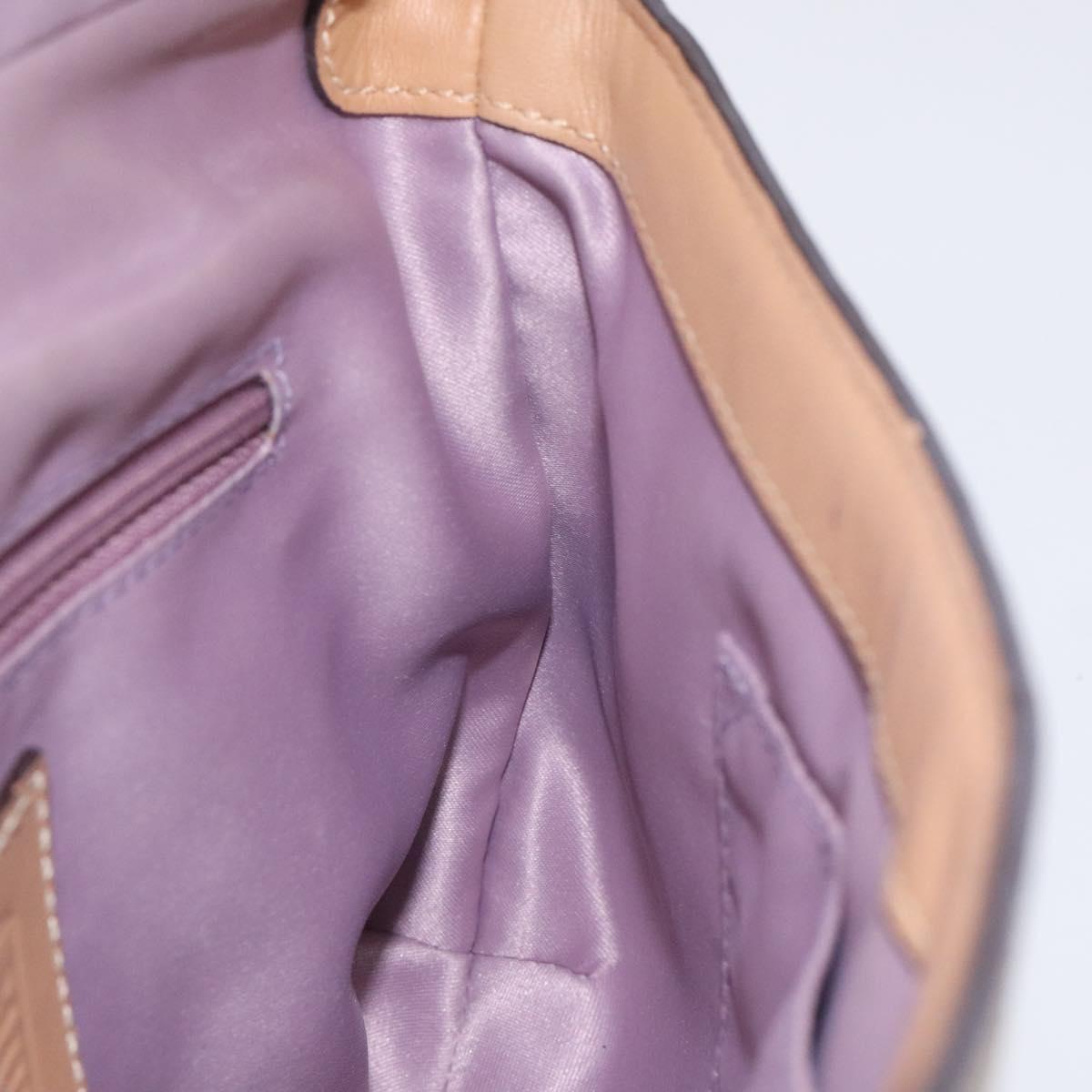 Coach Shoulder Bag Leather Beige Gold Auth EC1029