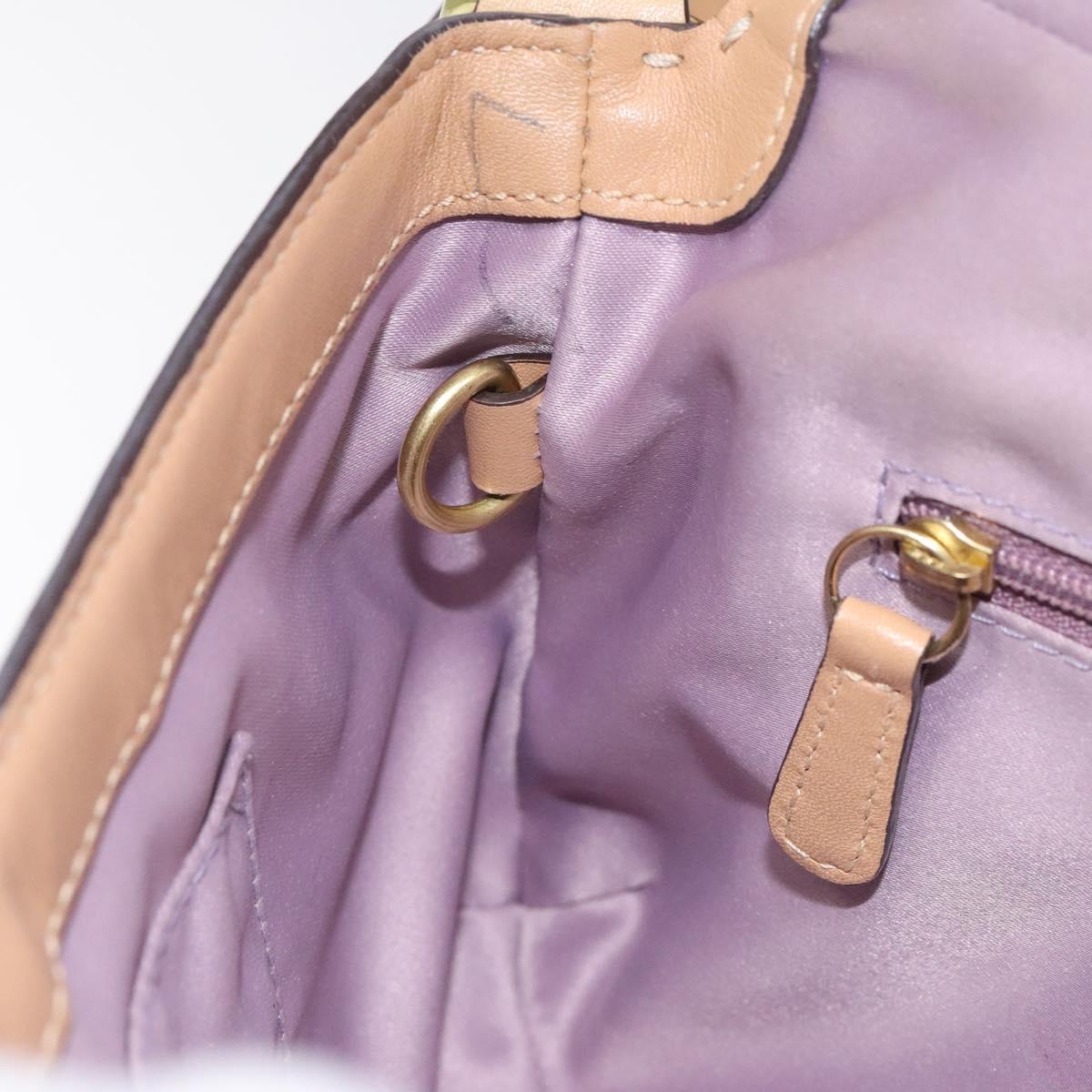 Coach Shoulder Bag Leather Beige Gold Auth EC1029