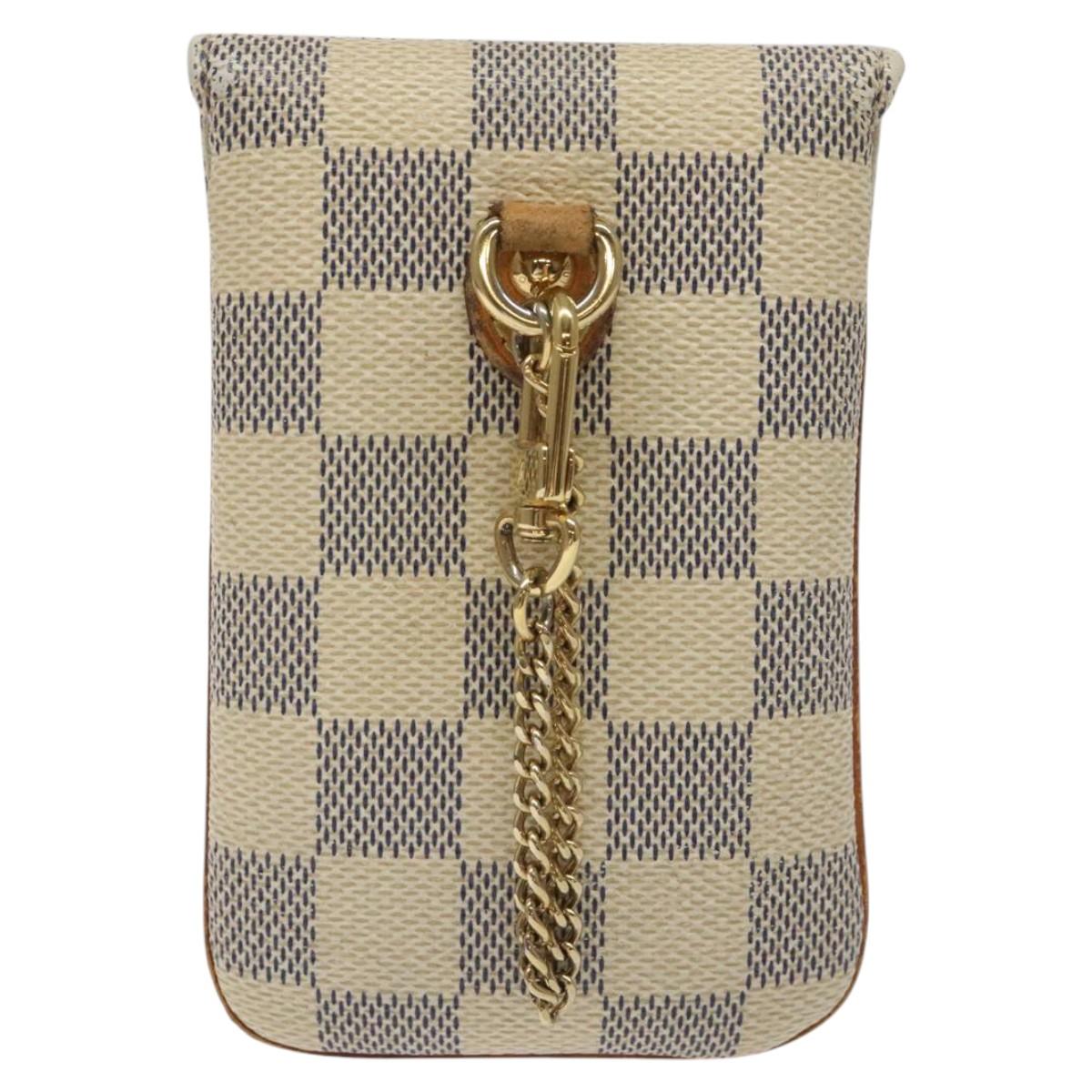 LOUIS VUITTON Damier Azur Etui Telephonne MM Cell Phone Case N60026 Auth EC1032