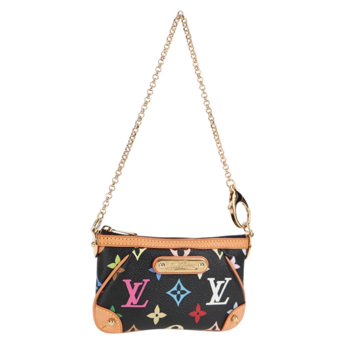 LOUIS VUITTON Multicolor Pochette Mira PM Pouch Black M60099 LV Auth EC1036SM