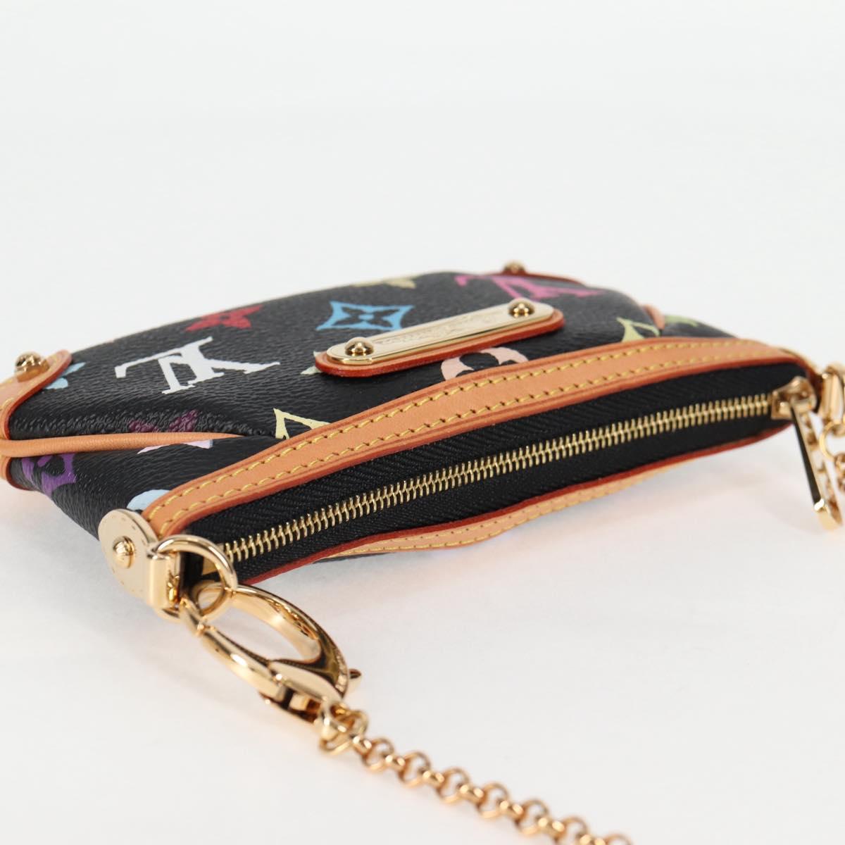 LOUIS VUITTON Multicolor Pochette Mira PM Pouch Black M60099 LV Auth EC1036SM