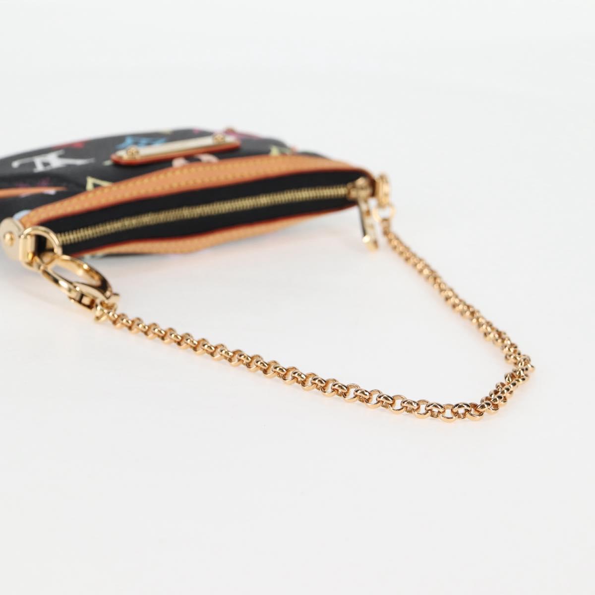 LOUIS VUITTON Multicolor Pochette Mira PM Pouch Black M60099 LV Auth EC1036SM
