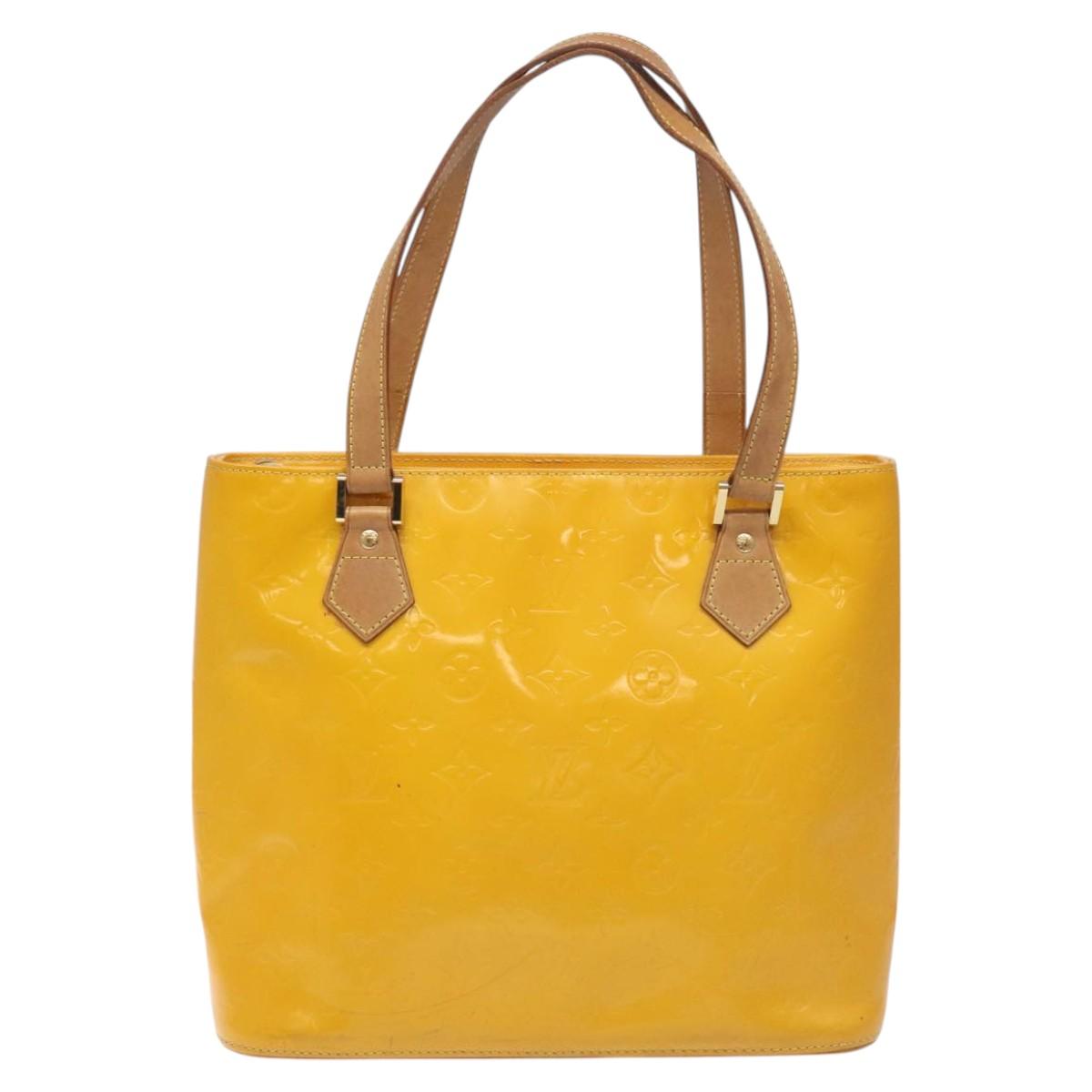 LOUIS VUITTON Monogram Vernis Houston Hand Bag Jaune M91121 LV Auth EC113