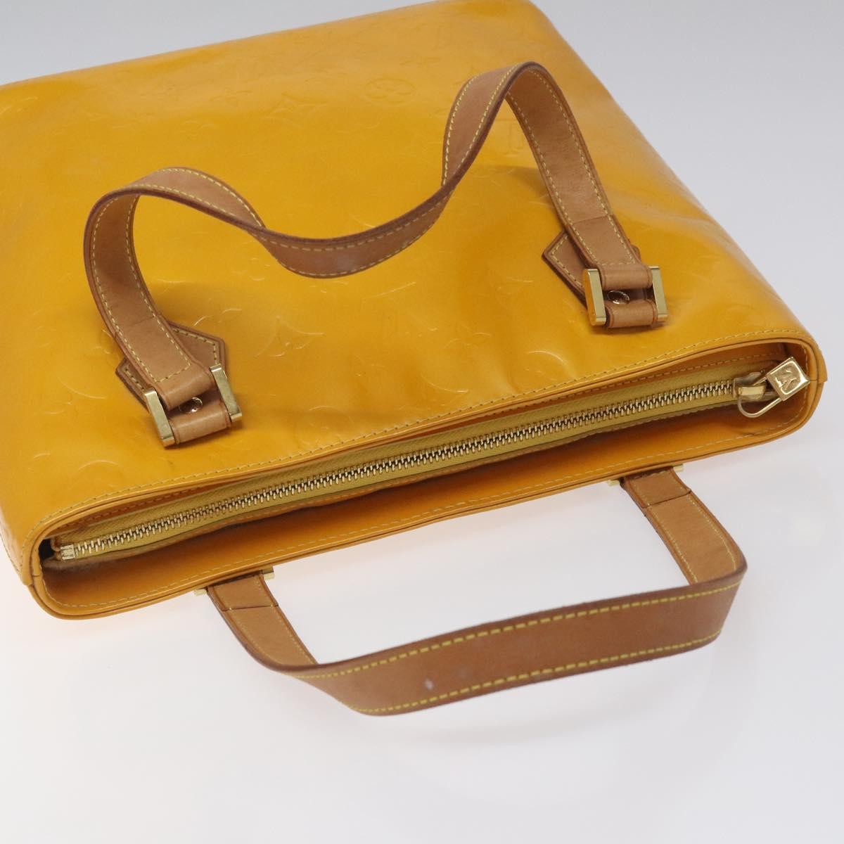 LOUIS VUITTON Monogram Vernis Houston Hand Bag Jaune M91121 LV Auth EC113