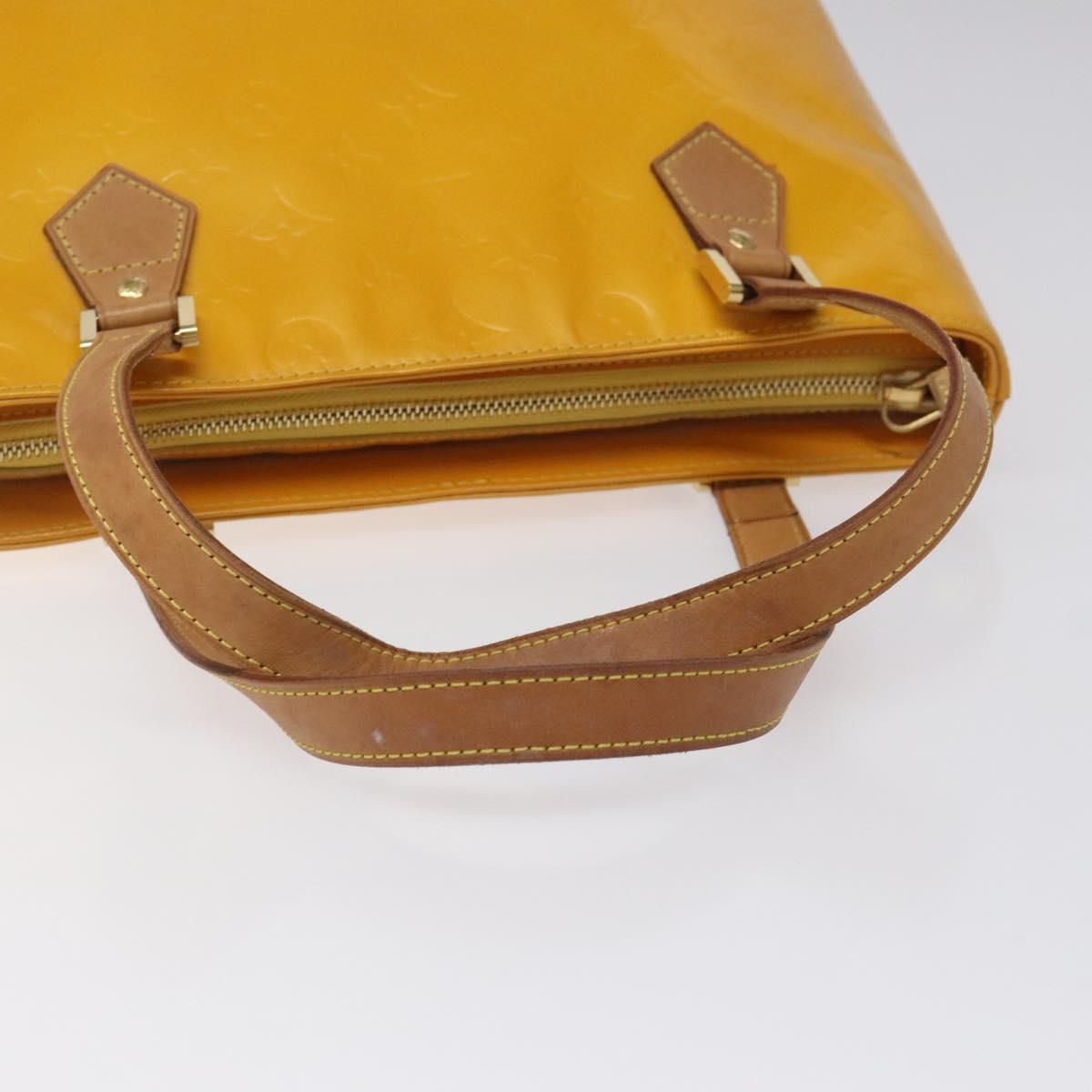 LOUIS VUITTON Monogram Vernis Houston Hand Bag Jaune M91121 LV Auth EC113