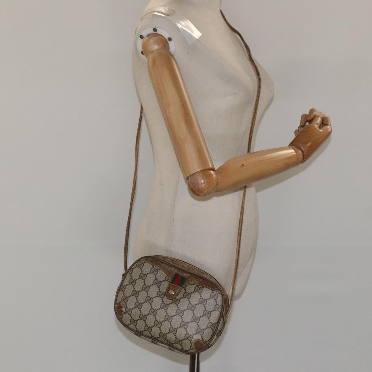GUCCI GG Supreme Web Sherry Line Shoulder Bag PVC Beige 89 02 066 Auth EC117