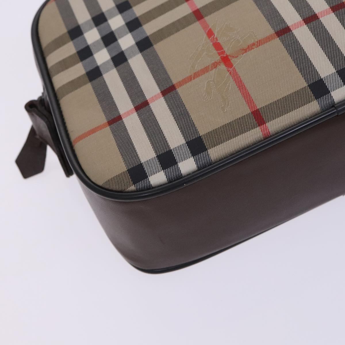 BURBERRY Nova Check Blue Label Shoulder Bag Canvas 3Set Beige Auth EC141