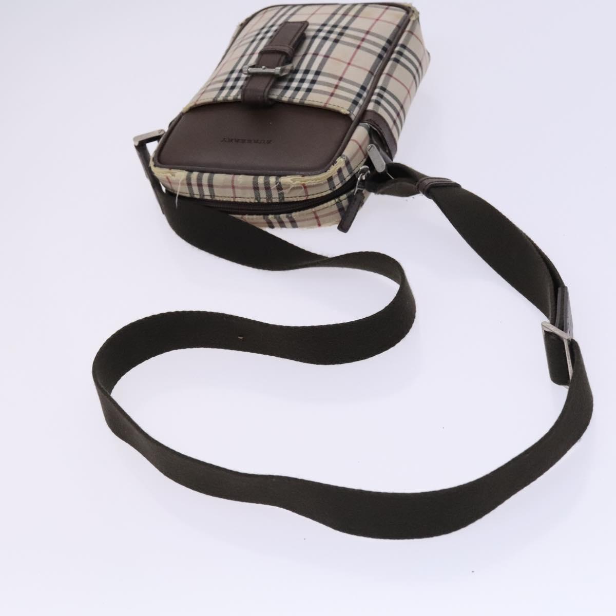 BURBERRY Nova Check Blue Label Shoulder Bag Canvas 3Set Beige Auth EC141