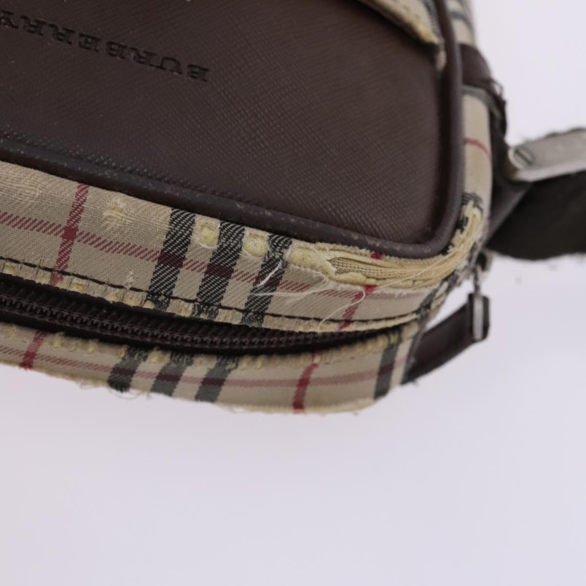 BURBERRY Nova Check Blue Label Shoulder Bag Canvas 3Set Beige Auth EC141