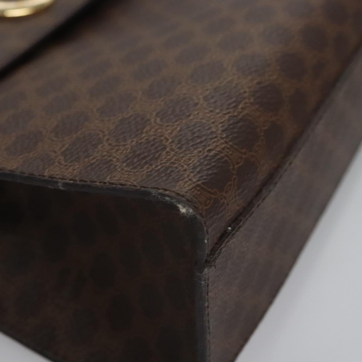 CELINE Macadam Canvas Hand Bag PVC Leather 2way Brown Auth EC148