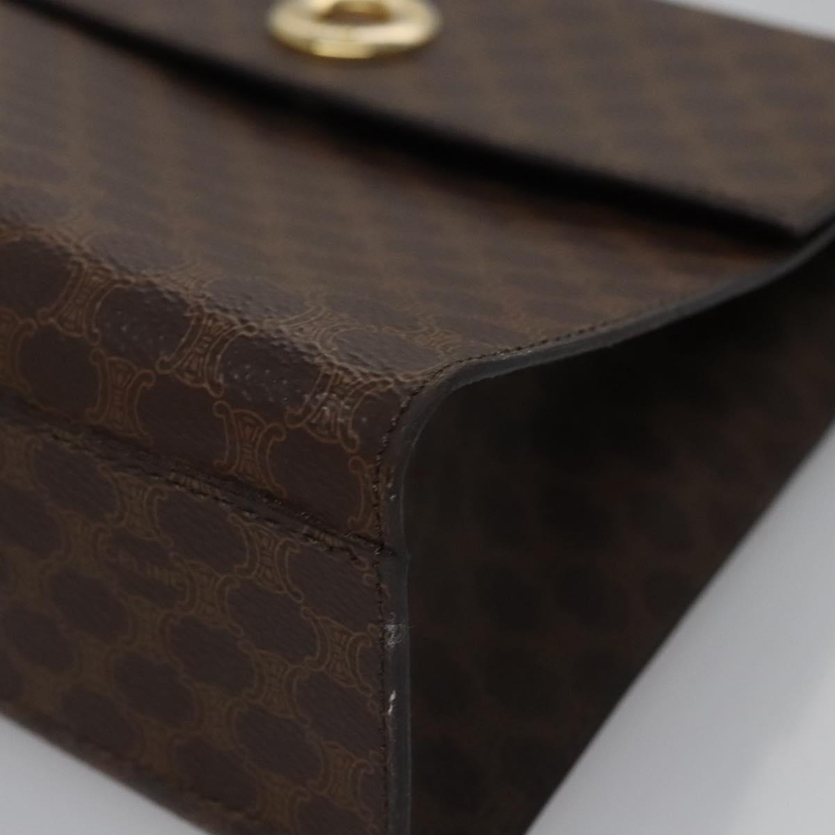 CELINE Macadam Canvas Hand Bag PVC Leather 2way Brown Auth EC148