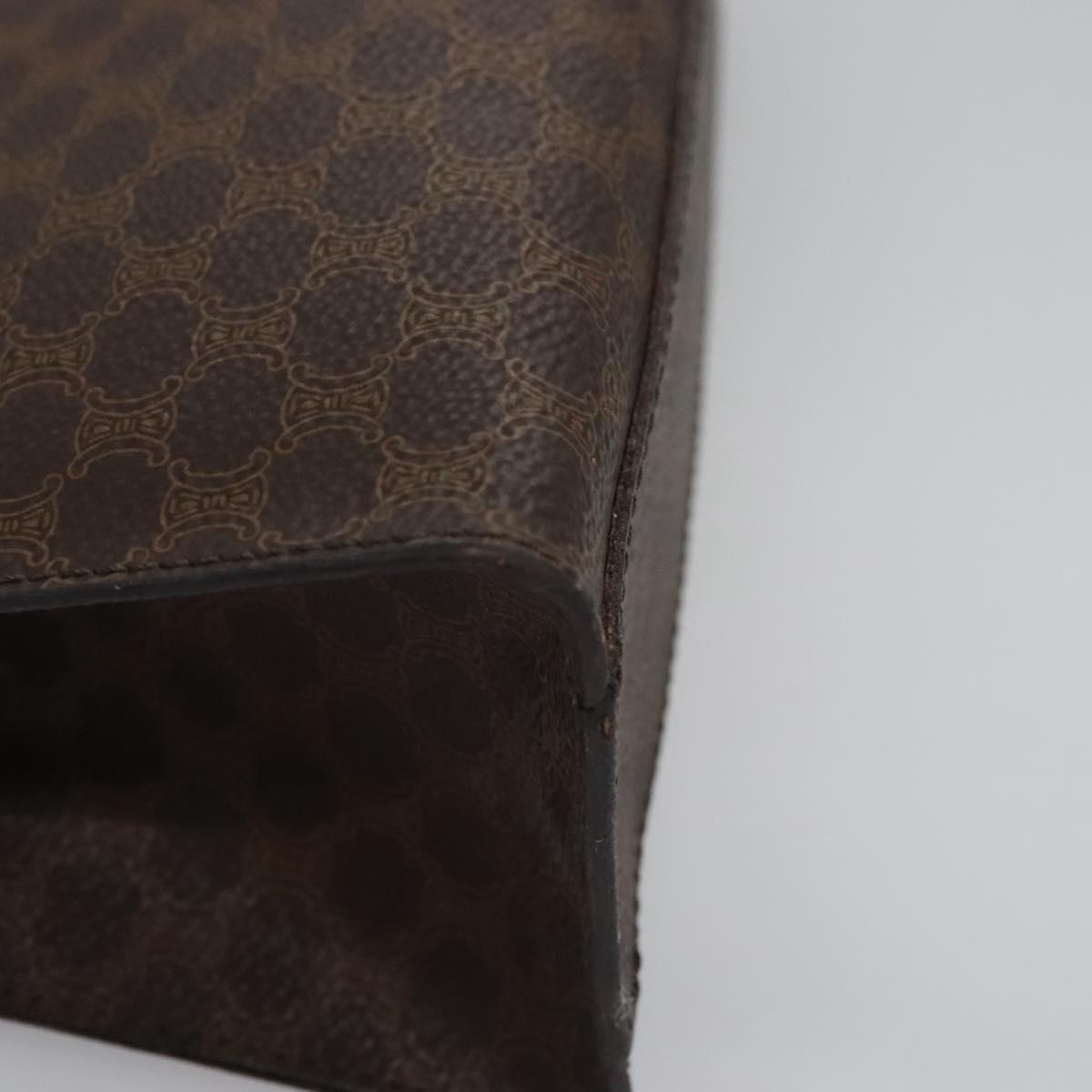 CELINE Macadam Canvas Hand Bag PVC Leather 2way Brown Auth EC148