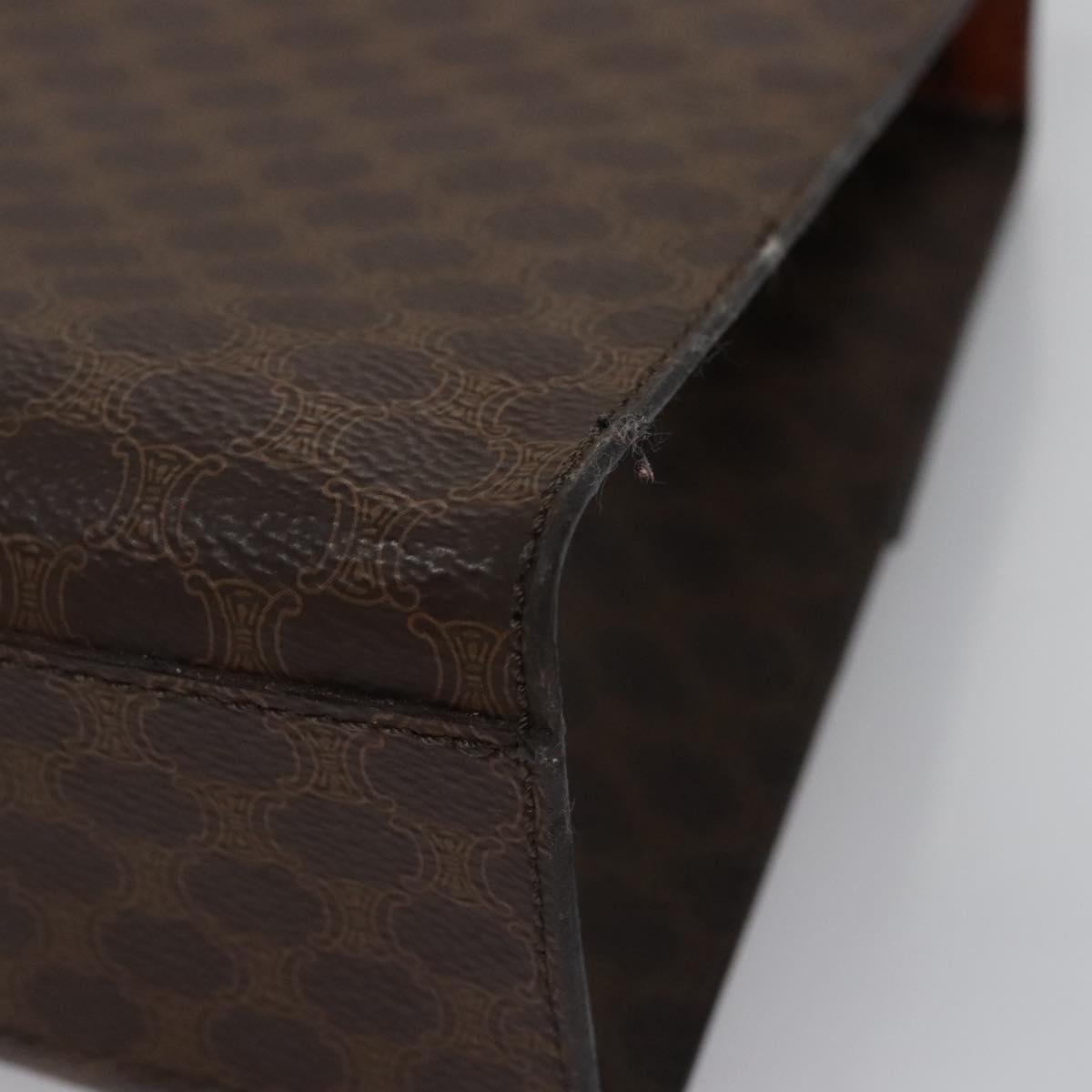 CELINE Macadam Canvas Hand Bag PVC Leather 2way Brown Auth EC148