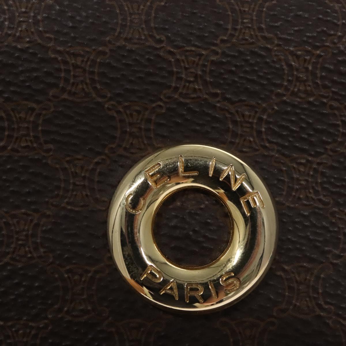 CELINE Macadam Canvas Hand Bag PVC Leather 2way Brown Auth EC148