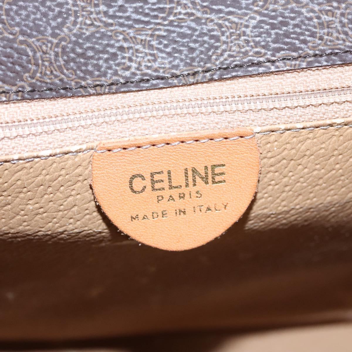 CELINE Macadam Canvas Hand Bag PVC Leather 2way Brown Auth EC148