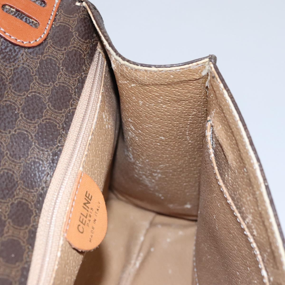 CELINE Macadam Canvas Hand Bag PVC Leather 2way Brown Auth EC148