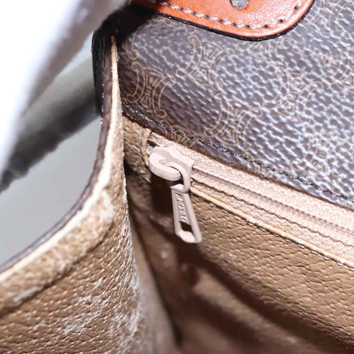 CELINE Macadam Canvas Hand Bag PVC Leather 2way Brown Auth EC148