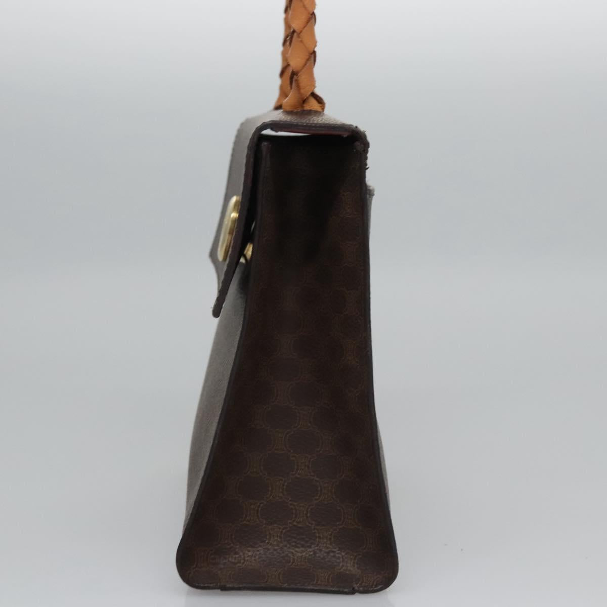 CELINE Macadam Canvas Hand Bag PVC Leather 2way Brown Auth EC148