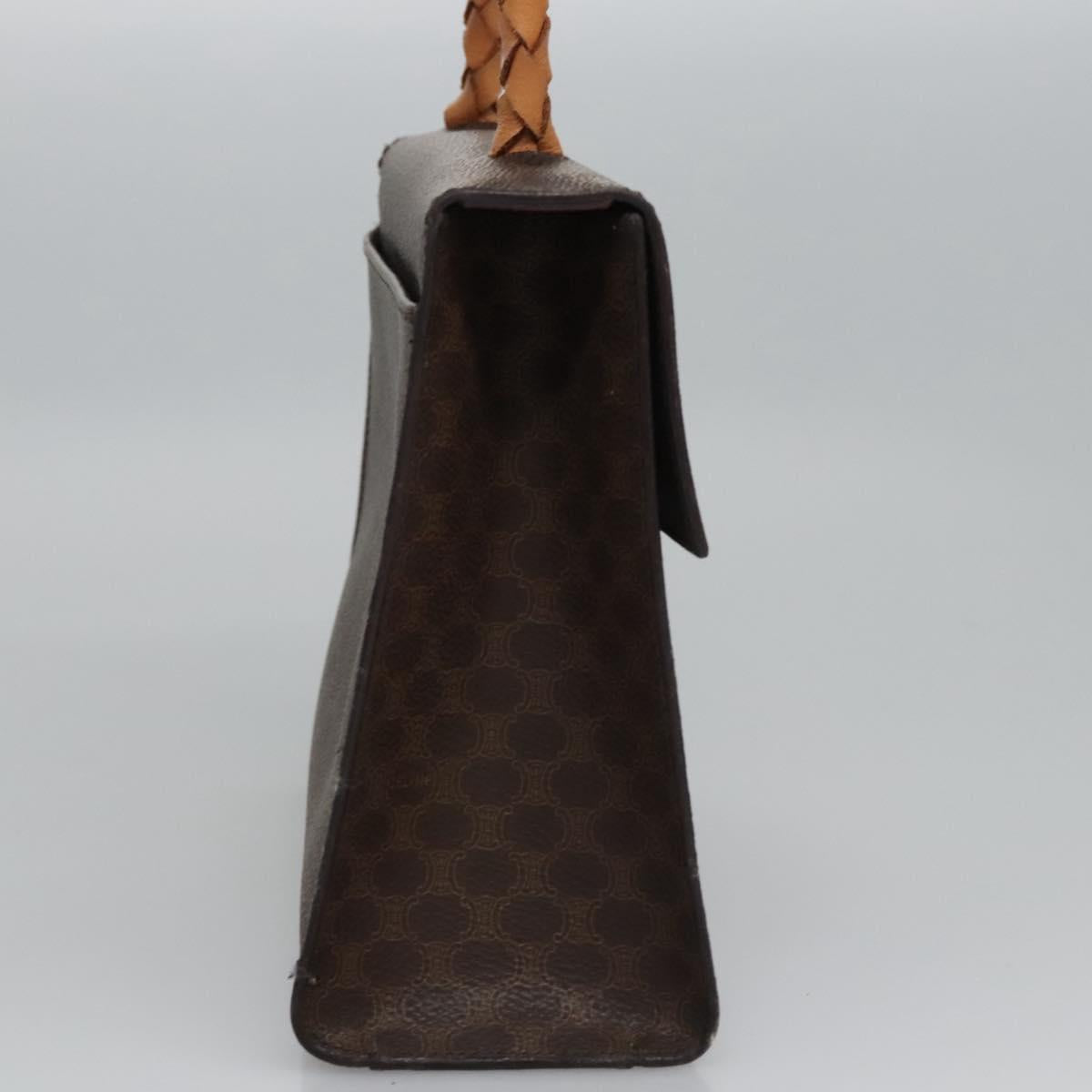 CELINE Macadam Canvas Hand Bag PVC Leather 2way Brown Auth EC148