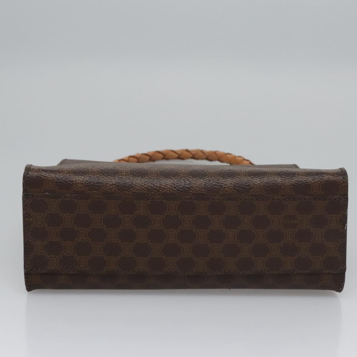 CELINE Macadam Canvas Hand Bag PVC Leather 2way Brown Auth EC148