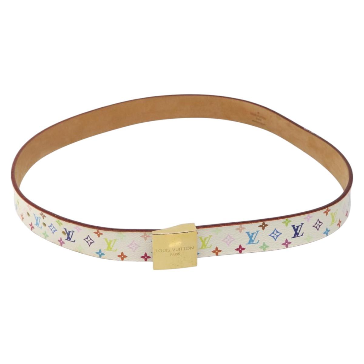 LOUIS VUITTON Monogram Multicolor Ceinture Carre Belt White M9270U Auth EC172V