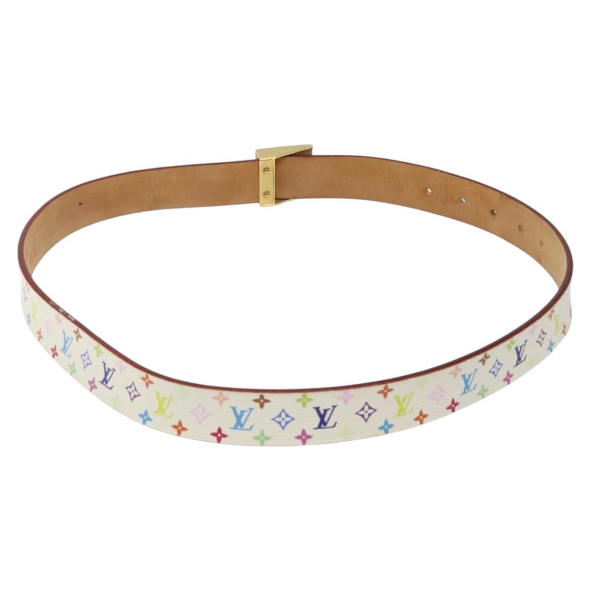 LOUIS VUITTON Monogram Multicolor Ceinture Carre Belt White M9270U Auth EC172V