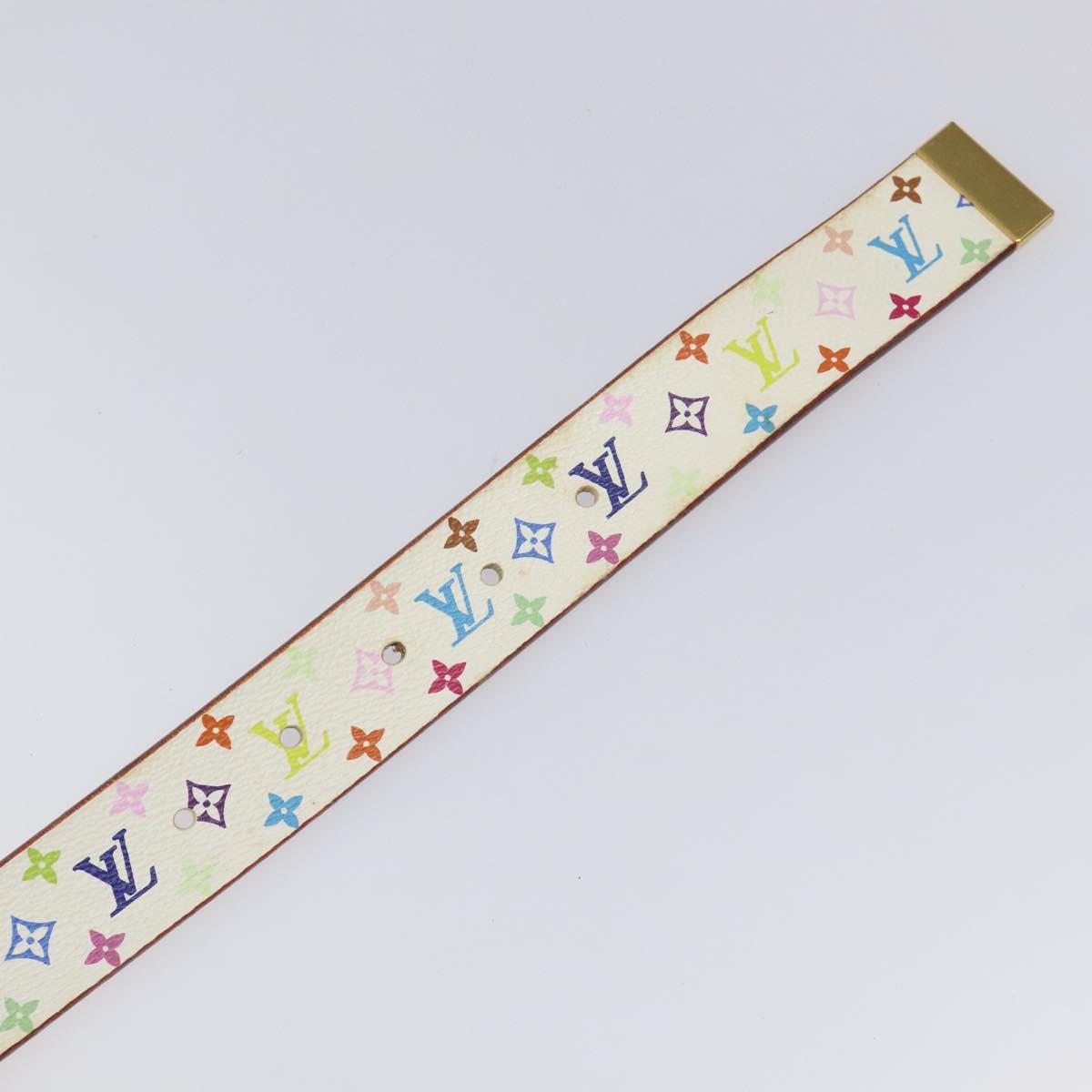 LOUIS VUITTON Monogram Multicolor Ceinture Carre Belt White M9270U Auth EC172V