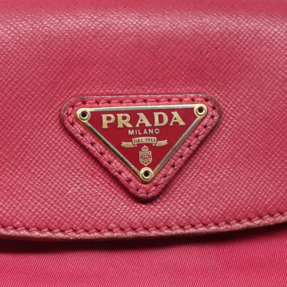PRADA Shoulder Bag Nylon Pink Gold Auth EC191