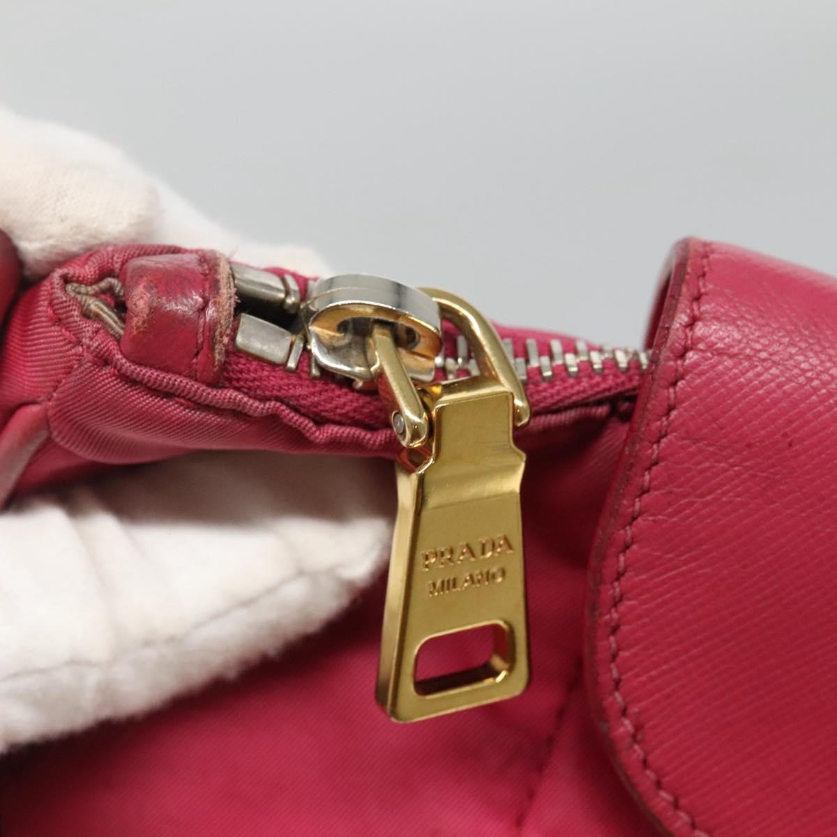 PRADA Shoulder Bag Nylon Pink Gold Auth EC191