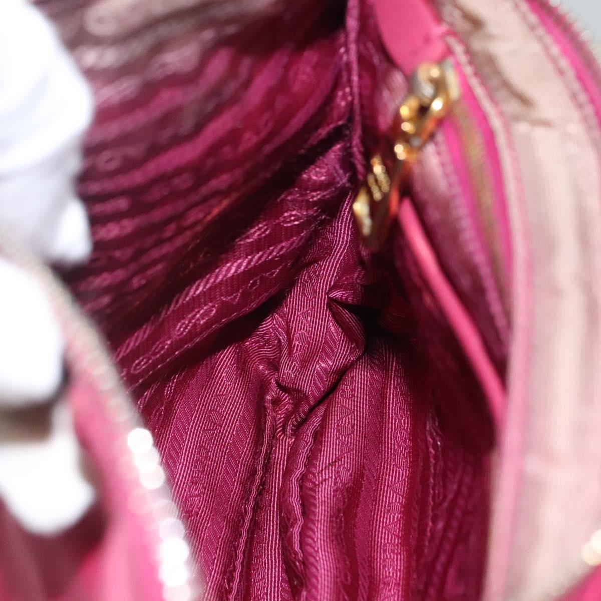 PRADA Shoulder Bag Nylon Pink Gold Auth EC191