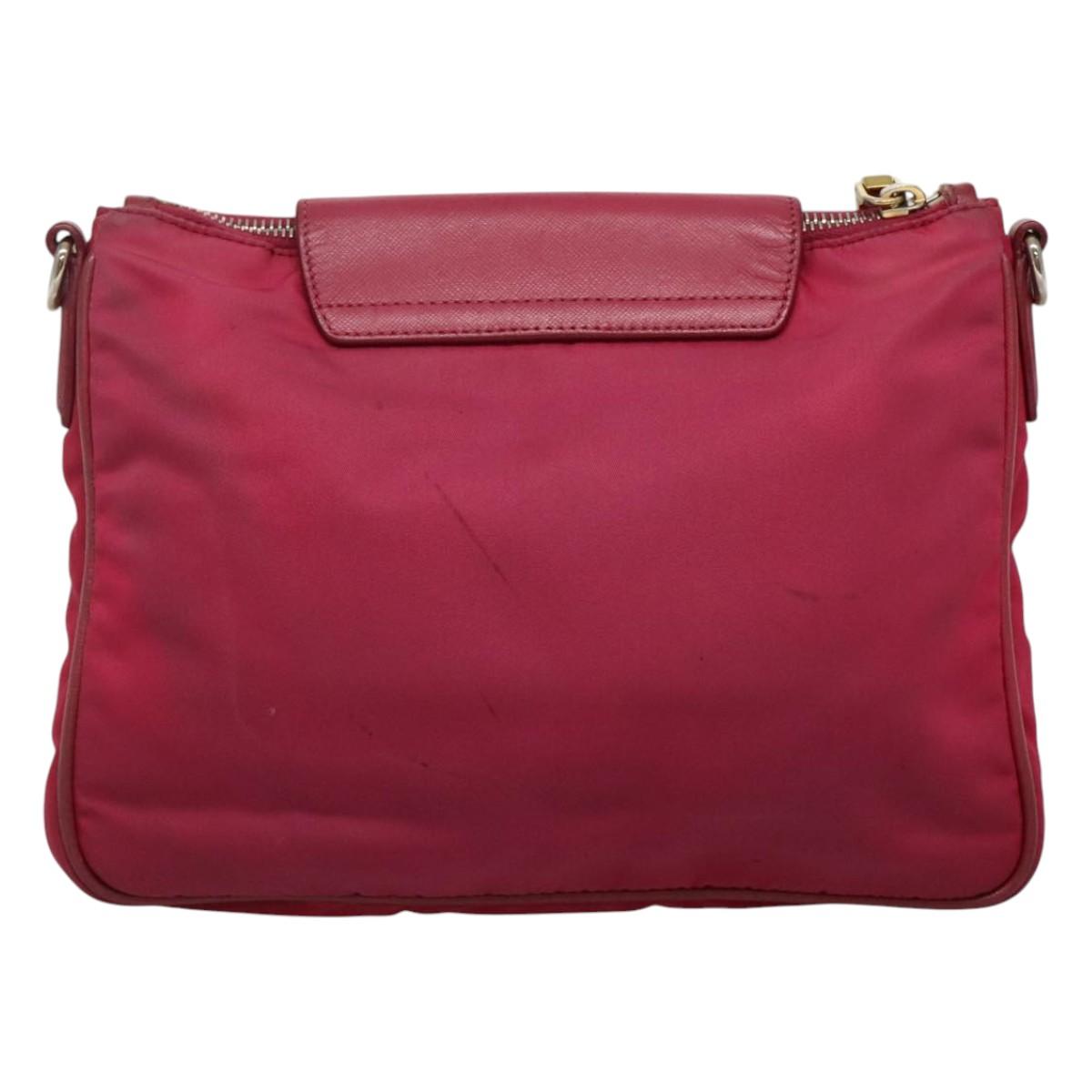 PRADA Shoulder Bag Nylon Pink Gold Auth EC191