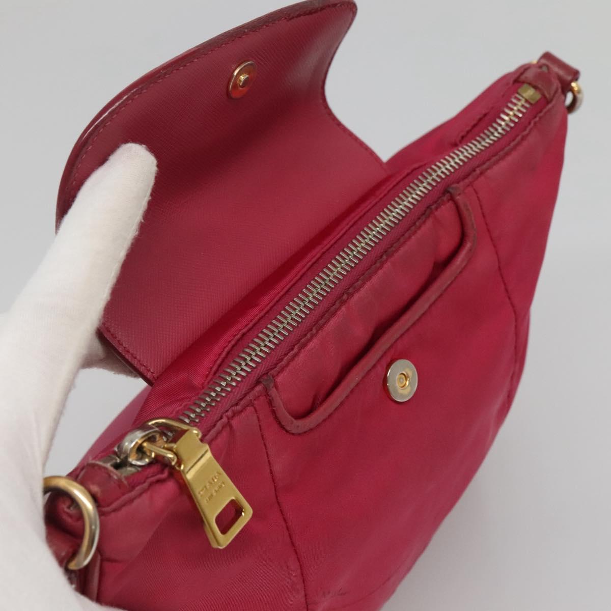 PRADA Shoulder Bag Nylon Pink Gold Auth EC191