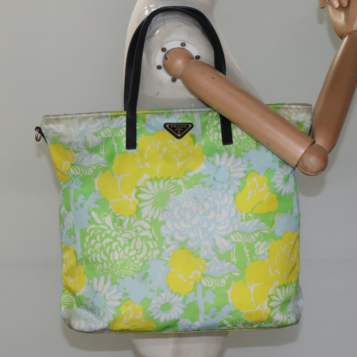 PRADA Tote Bag Nylon Yellow Gold Auth EC197