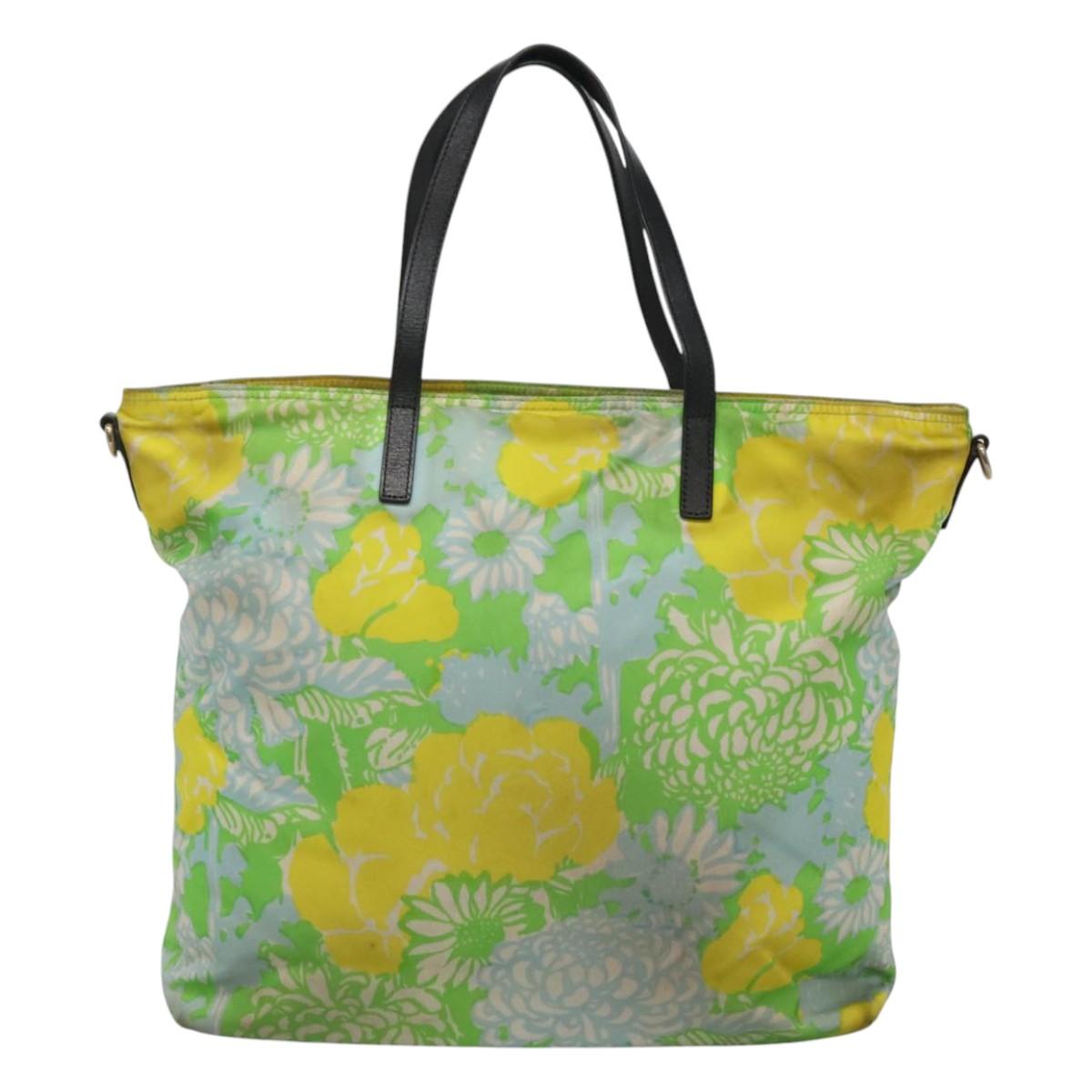 PRADA Tote Bag Nylon Yellow Gold Auth EC197