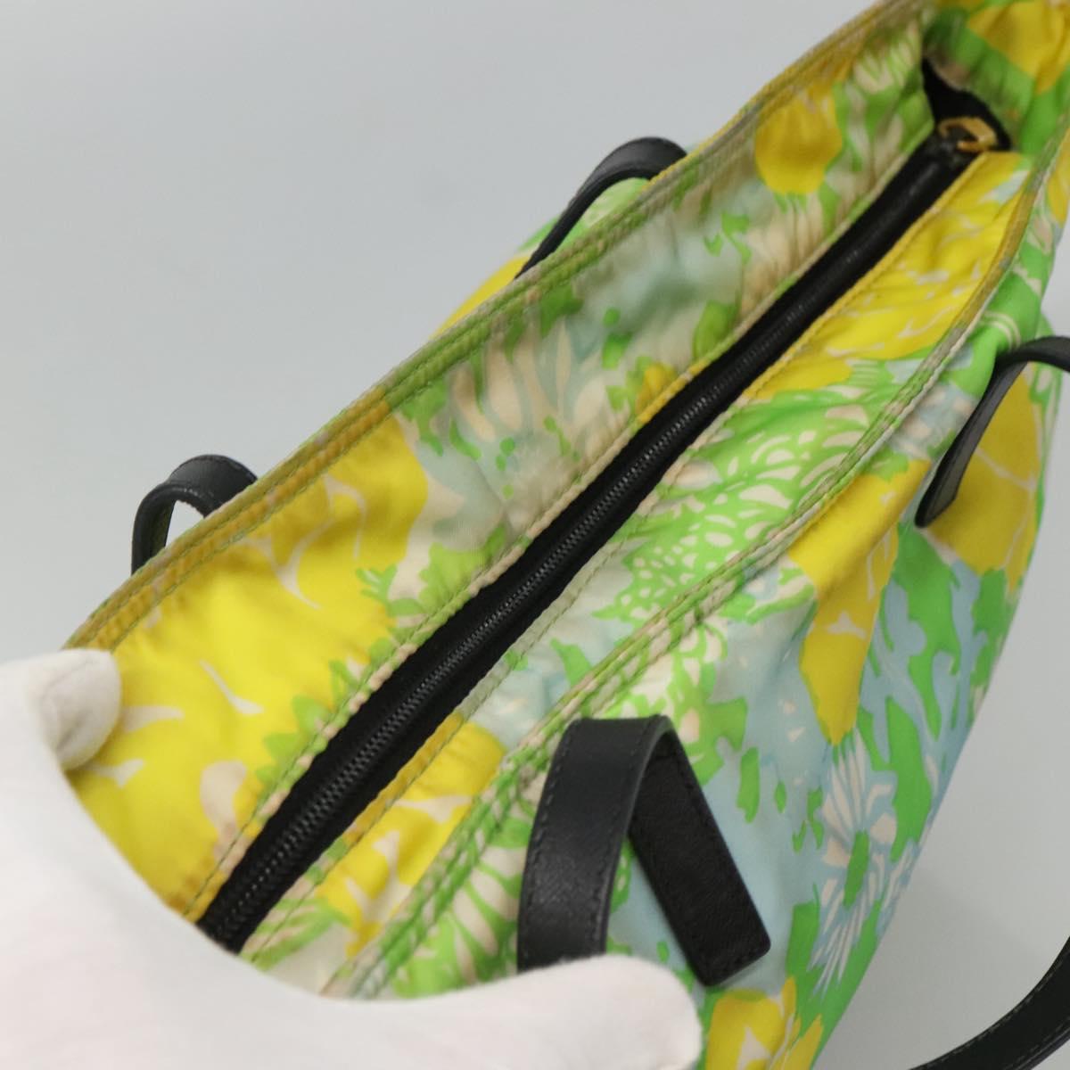 PRADA Tote Bag Nylon Yellow Gold Auth EC197